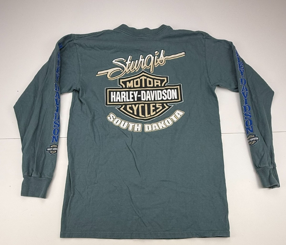Harley-Davidson Sturgis South Dakota Men's M Green Long Sleeve Graphic Shirt